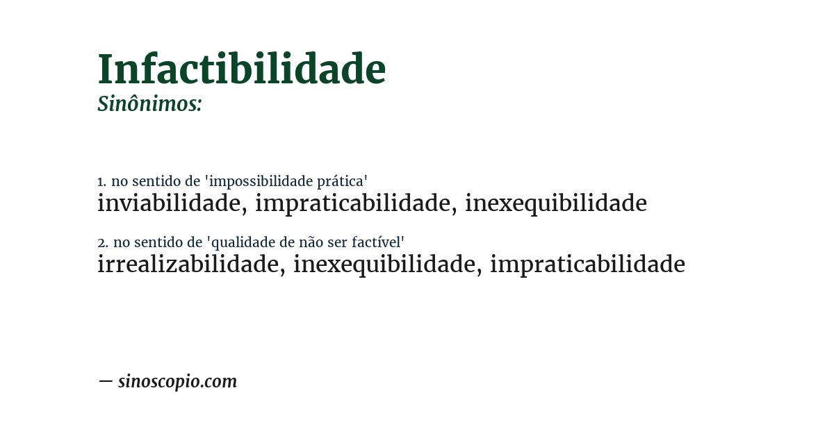 Sinônimo de infactibilidade