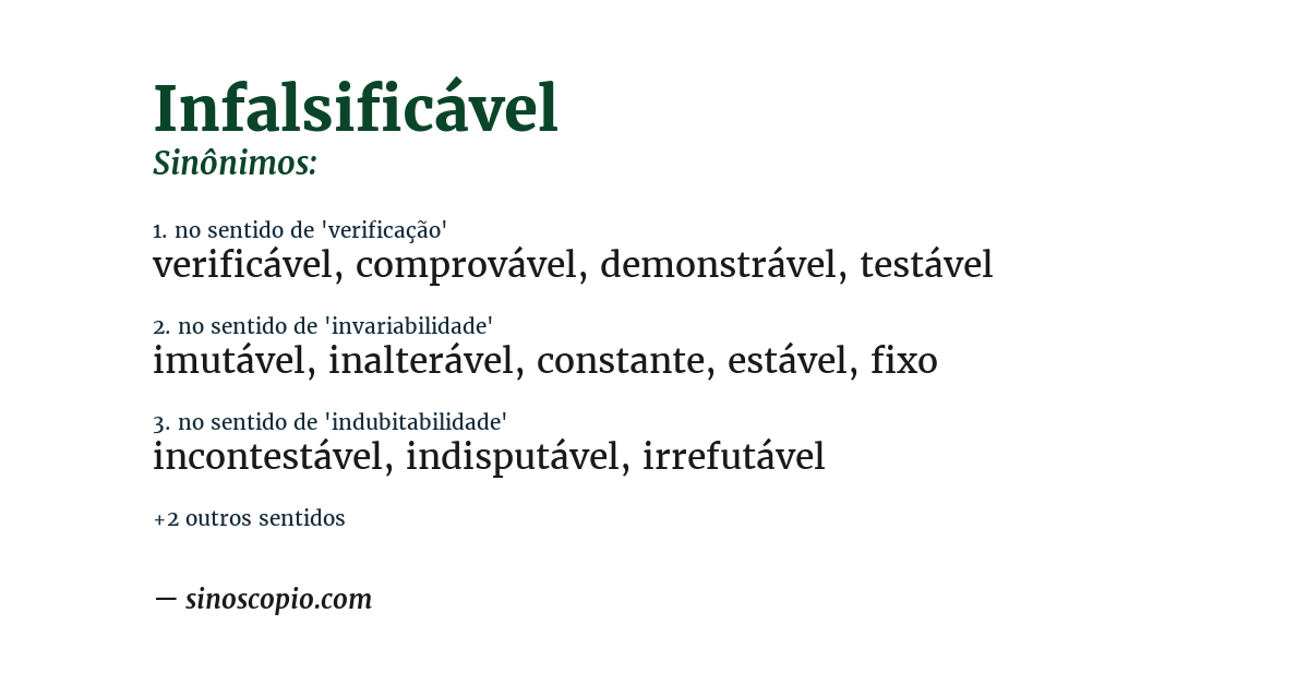 Sinônimo de infalsificável