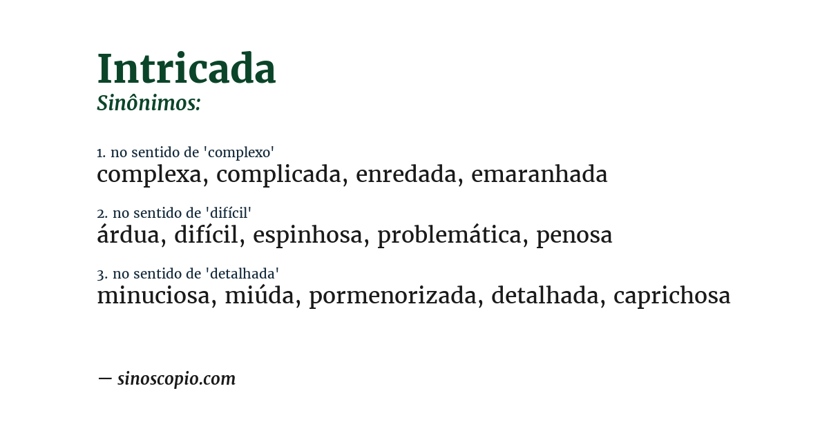 Sinônimo de intricada