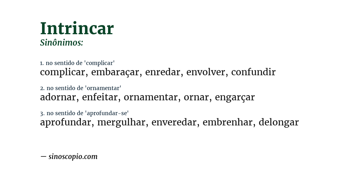 Sinônimo de intrincar