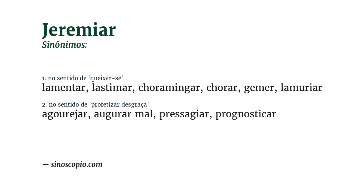 Sinônimo de jeremiar