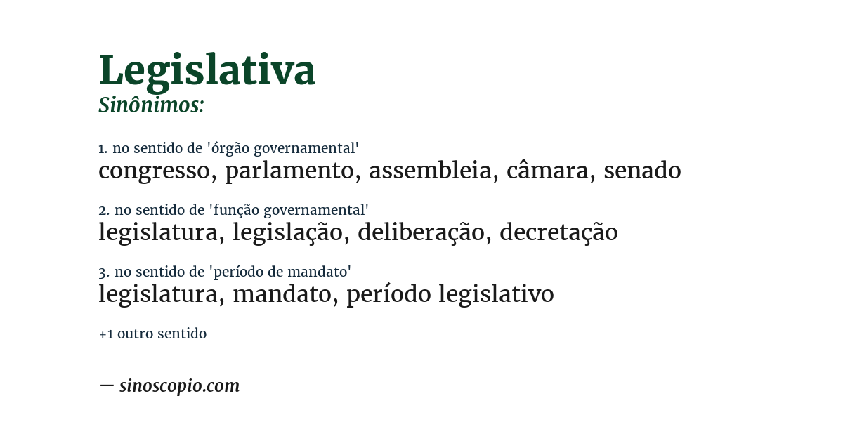 Sinônimo de legislativa
