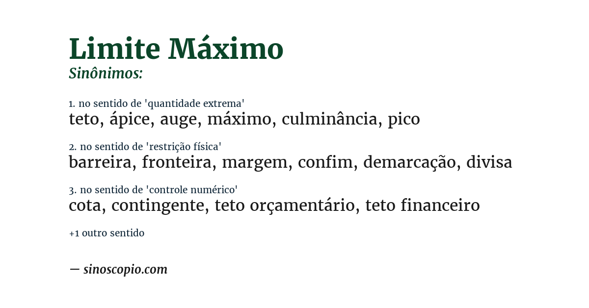 Sinônimo de limite máximo