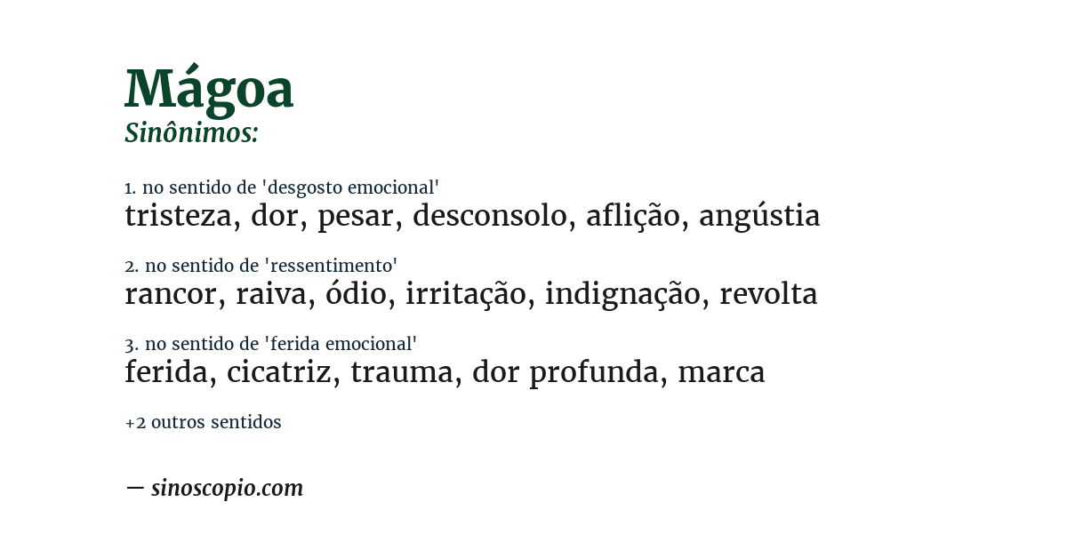 Sinônimo de mágoa