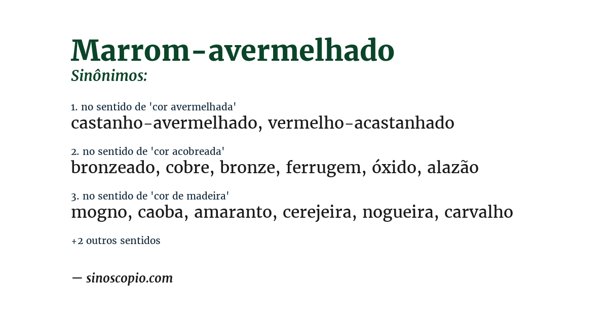 Sinônimo de marrom-avermelhado