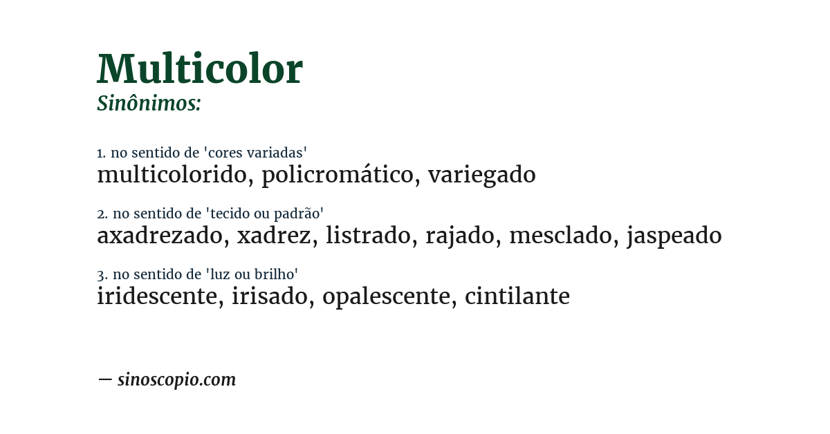 Sinônimo de multicolor