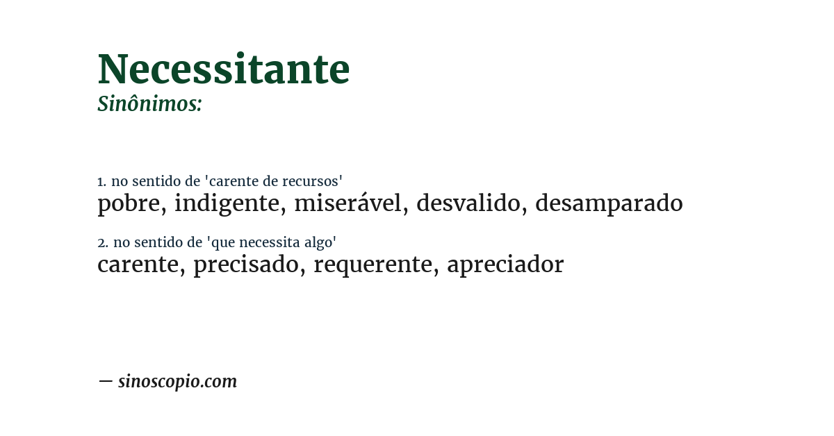 Sinônimo de necessitante