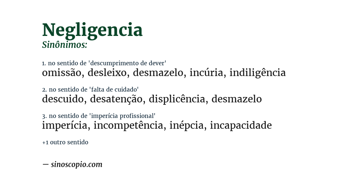 Sinônimo de negligencia