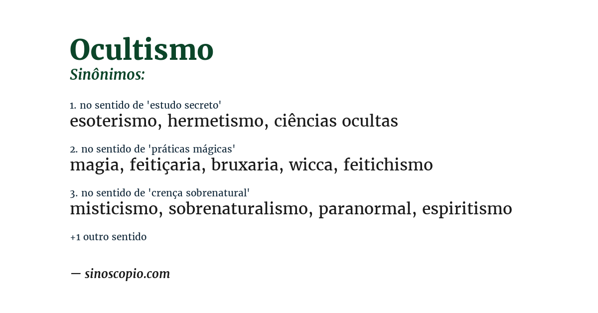 Sinônimo de ocultismo