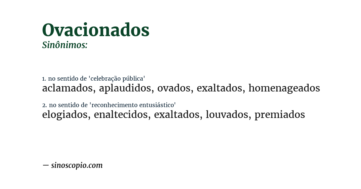 Sinônimo de ovacionados