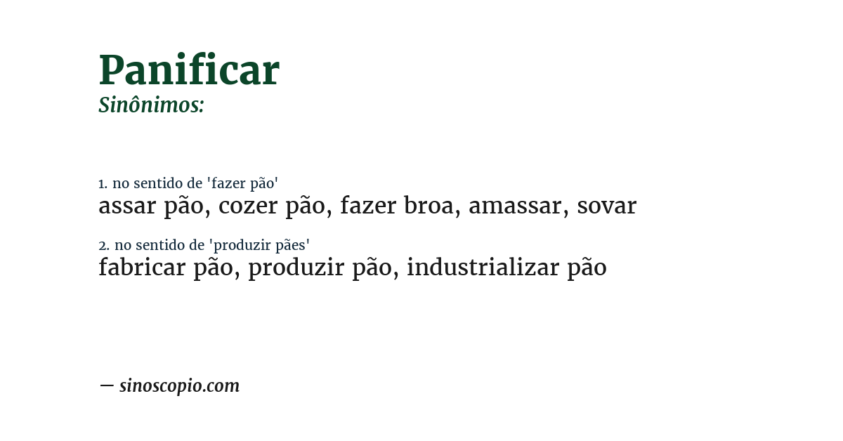 Sinônimo de panificar