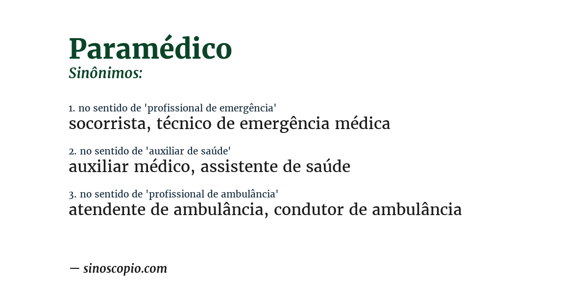 Sinônimo de paramédico