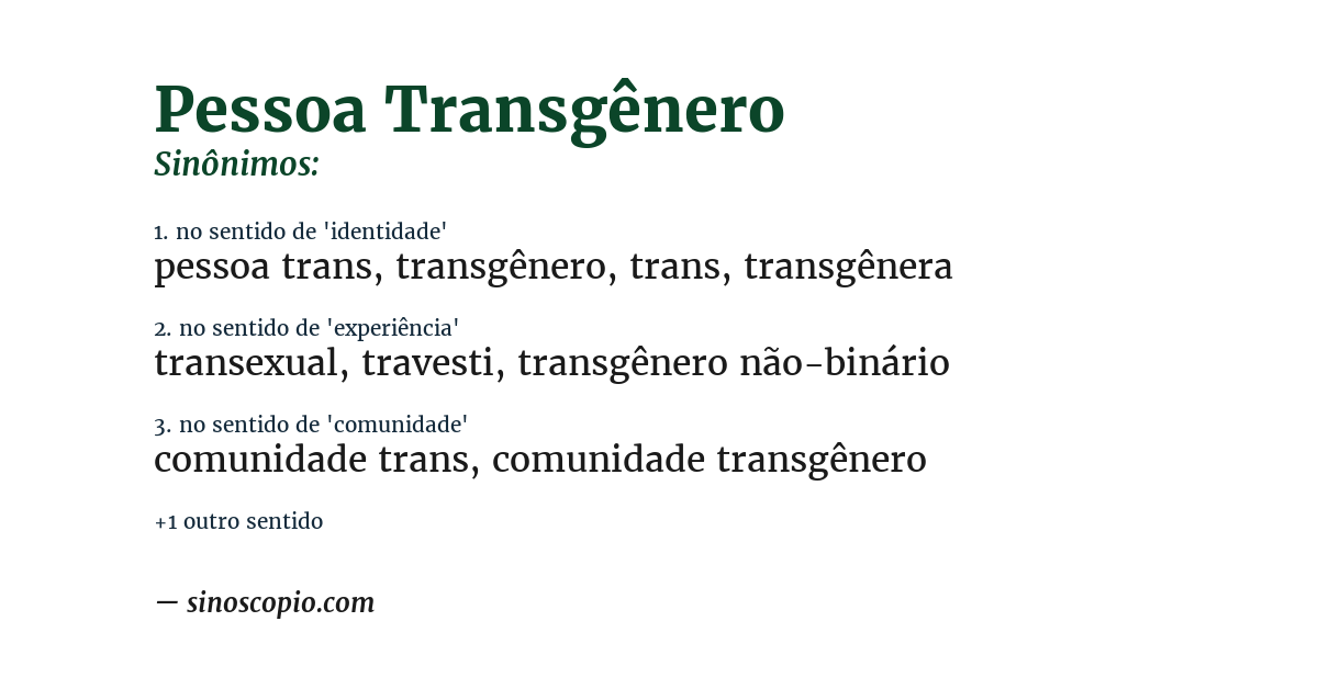 Sinônimo de pessoa transgênero