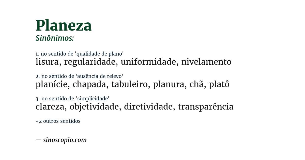 Sinônimo de planeza