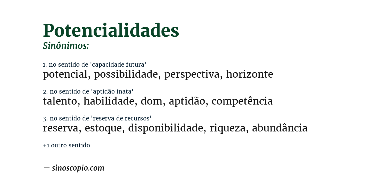 Sinônimo de potencialidades
