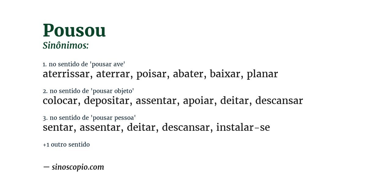 Sinônimo de pousou