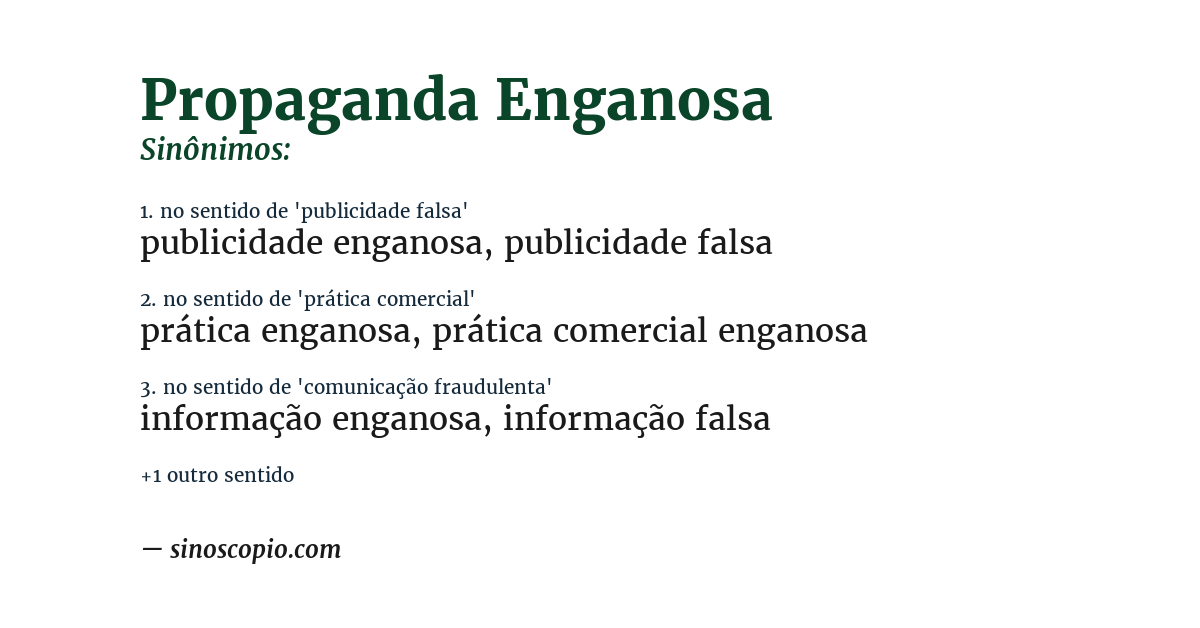 Sinônimo de propaganda enganosa