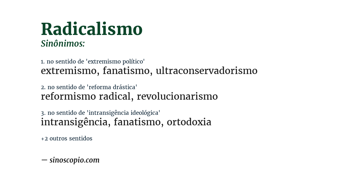 Sinônimo de radicalismo