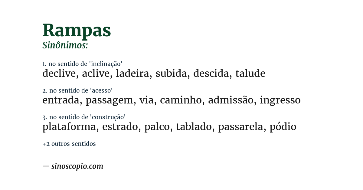 Sinônimo de rampas
