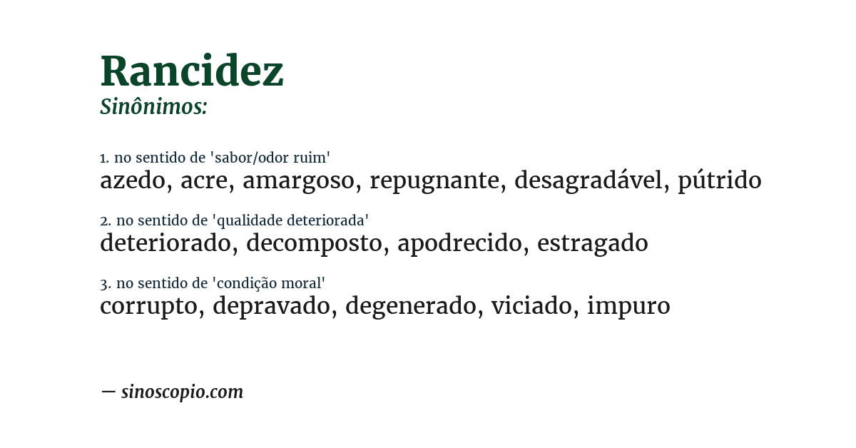 Sinônimo de rancidez