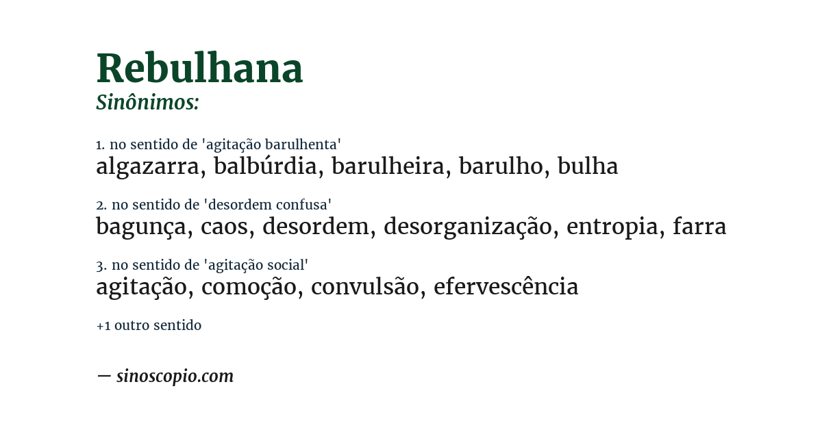 Sinônimo de rebulhana
