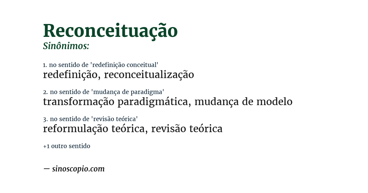 Sinônimo de reconceituação