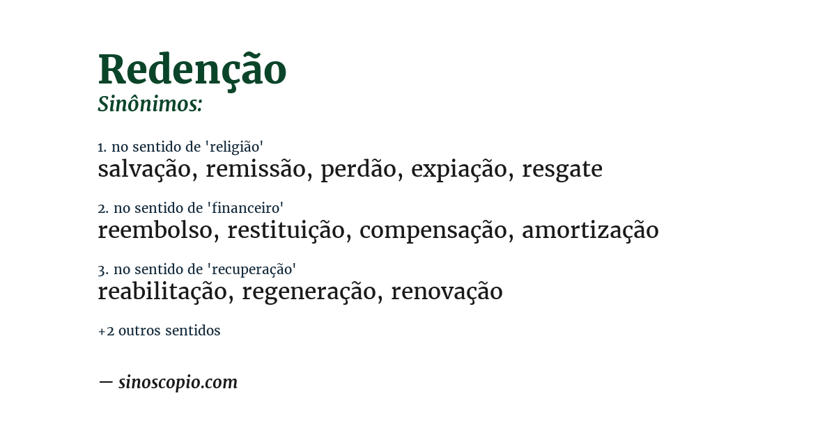 Sinônimo de redenção