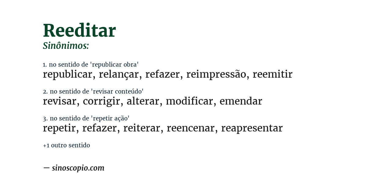 Sinônimo de reeditar