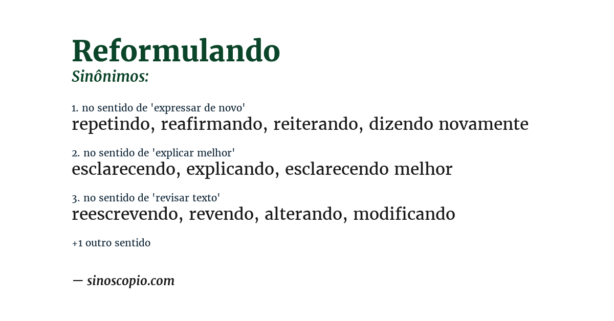 Sinônimo de reformulando