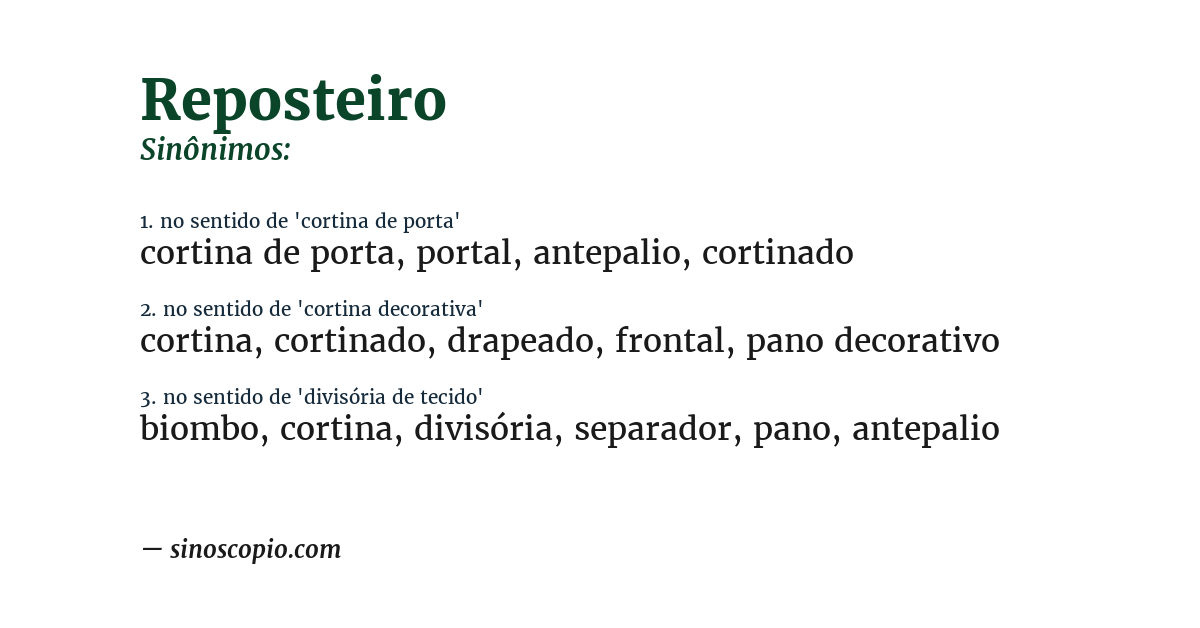 Sinônimo de reposteiro