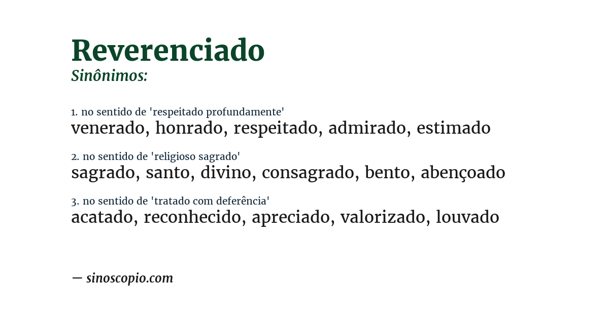 Sinônimo de reverenciado