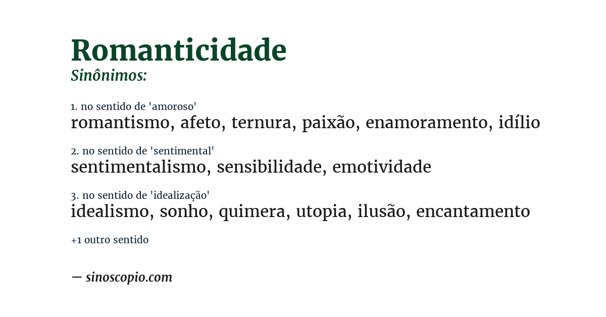 Sinônimo de romanticidade