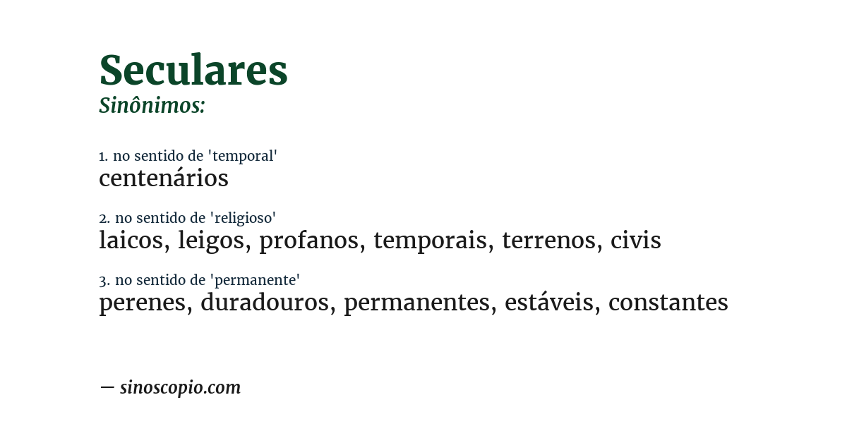 Sinônimo de seculares