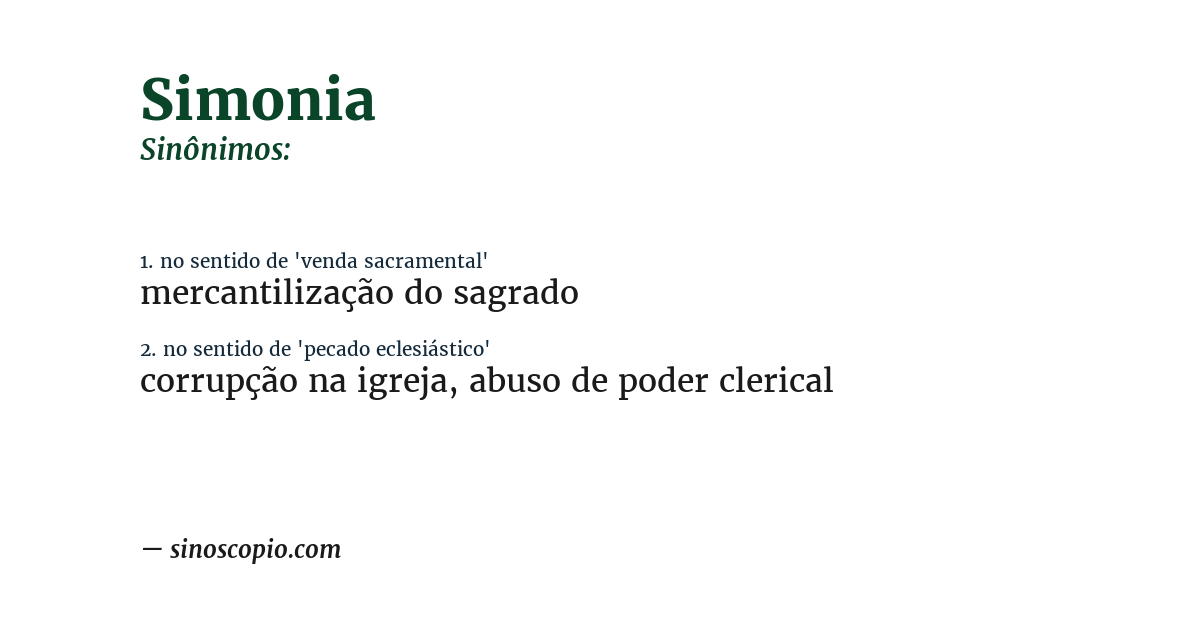 Sinônimo de simonia