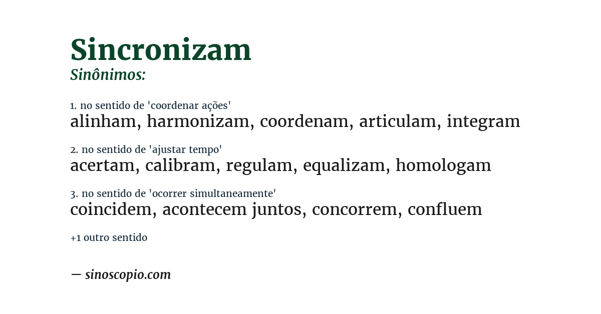 Sinônimo de sincronizam