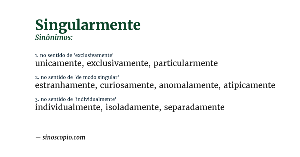 Sinônimo de singularmente