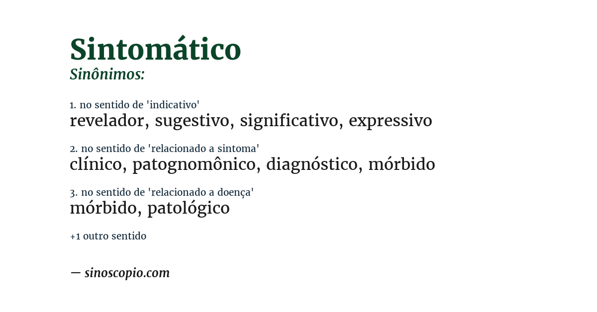 Sinônimo de sintomático