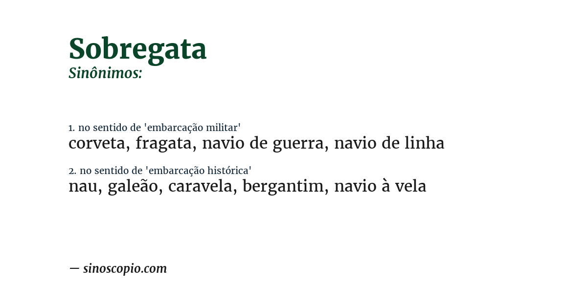 Sinônimo de sobregata