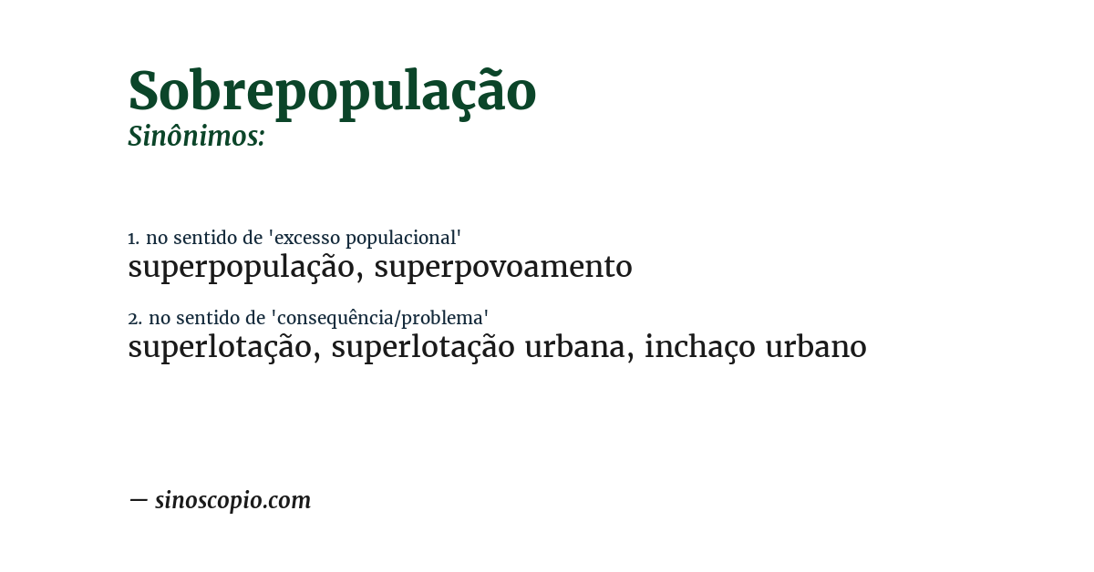 Sinônimo de sobrepopulação