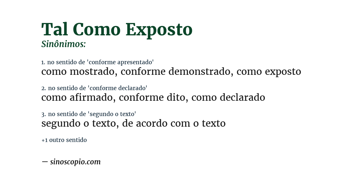 Sinônimo de tal como exposto