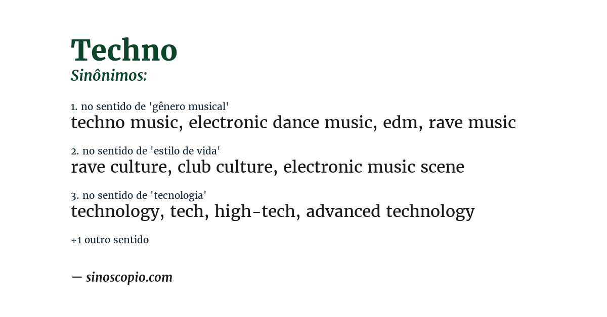 Sinônimo de techno