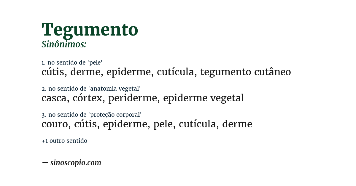 Sinônimo de tegumento