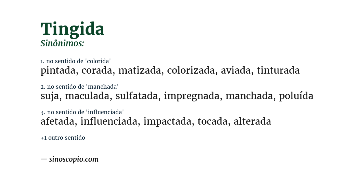 Sinônimo de tingida