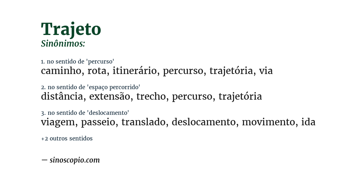 Sinônimo de trajeto