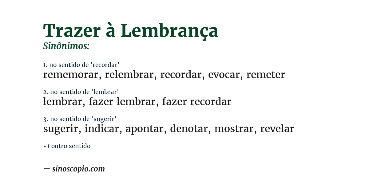 Sinônimo de trazer à lembrança