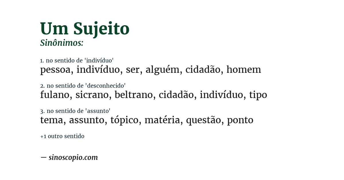 Sinônimo de um sujeito