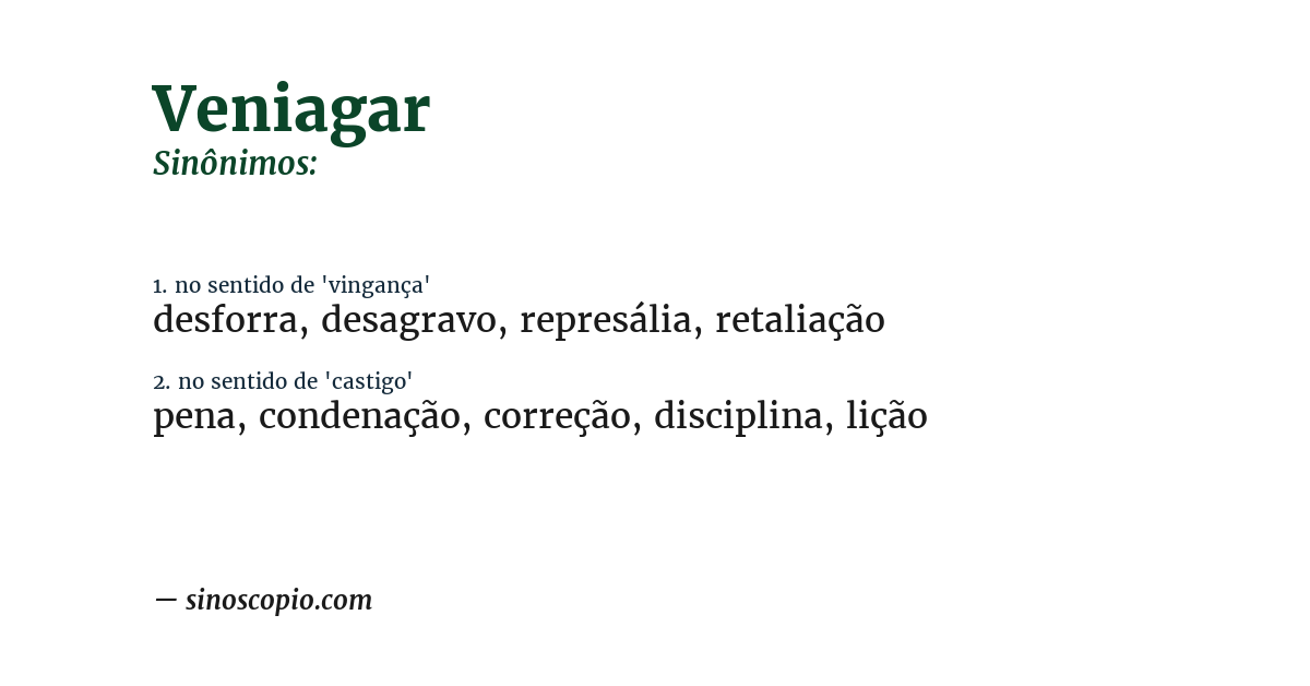 Sinônimo de veniagar