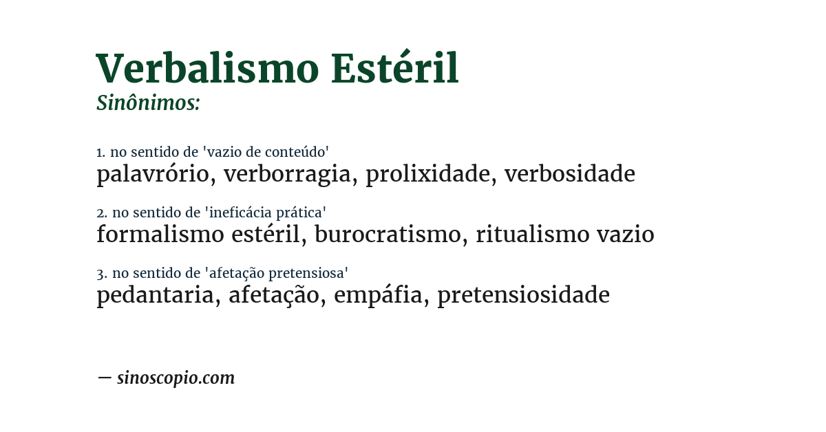 Sinônimo de verbalismo estéril