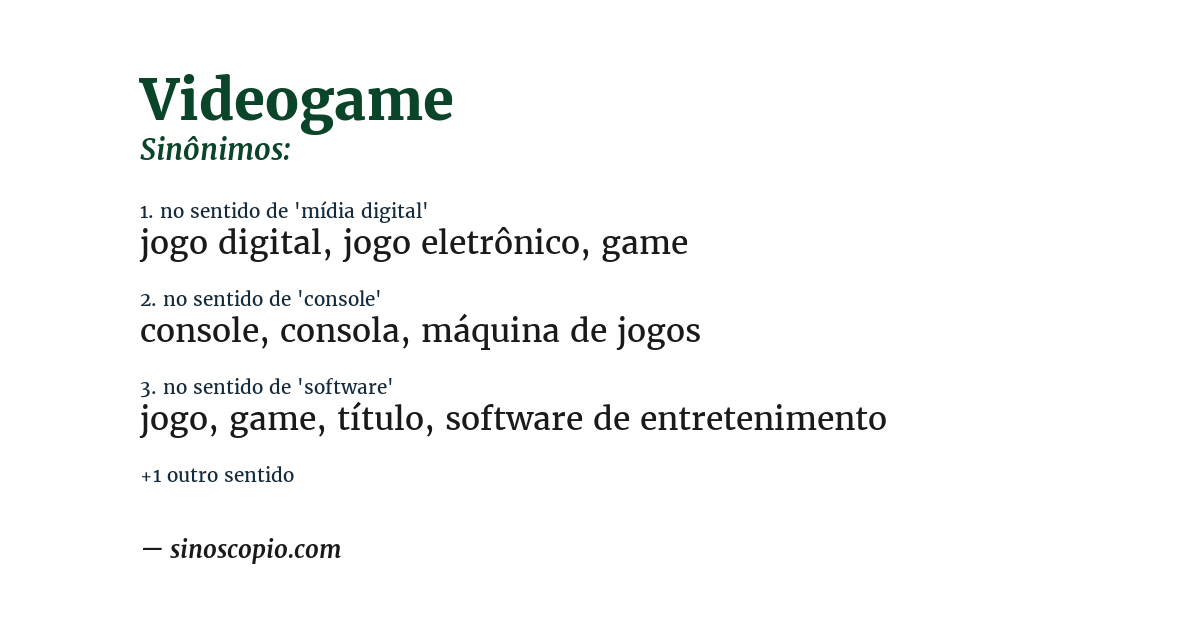 Sinônimo de videogame