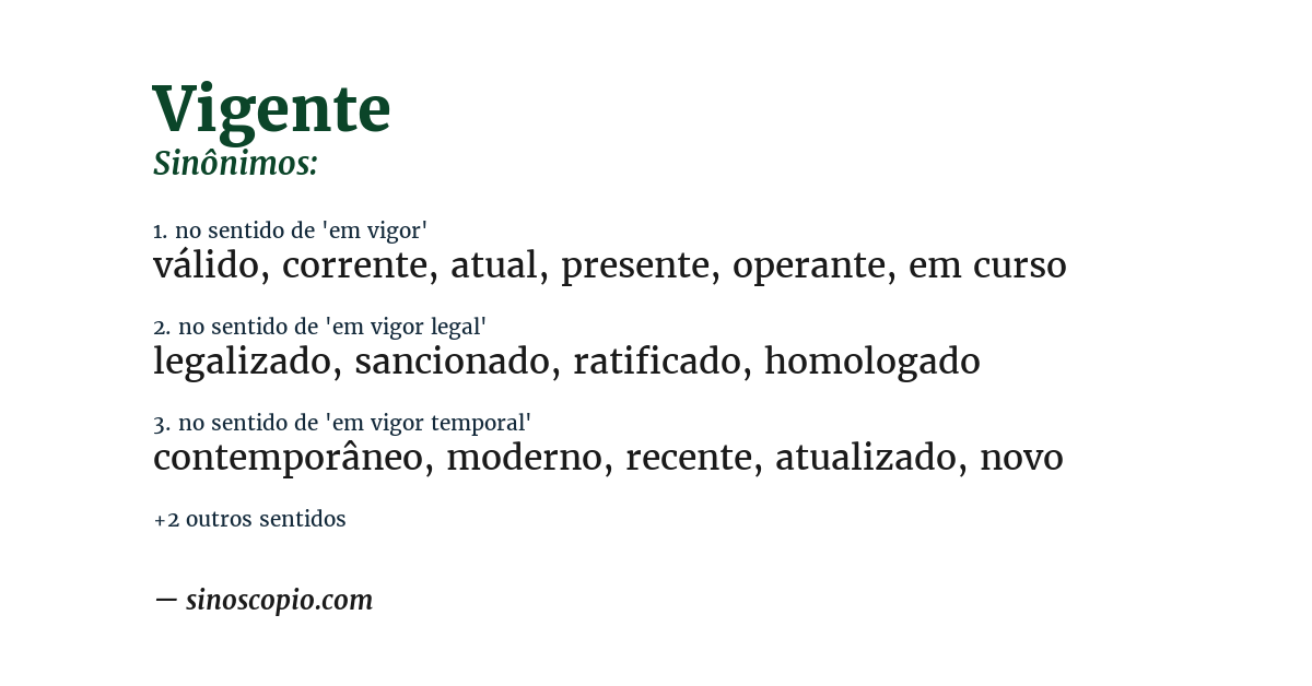 Sinônimo de vigente